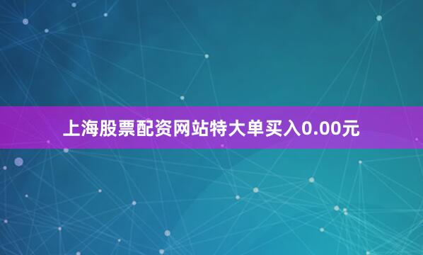 上海股票配资网站特大单买入0.00元